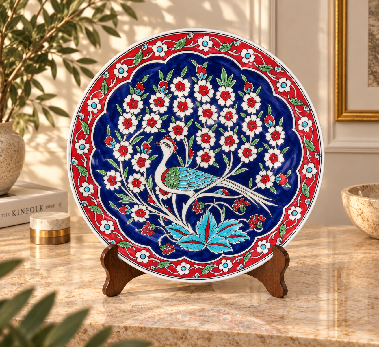 Hayat Ağacı ve Tavus Kuşu Desenli 30 cm