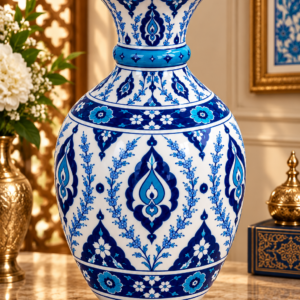 Rumi ve çiçek Desenli İznik Çini Vazo 30cm