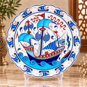 Kalyon Desenli Çini Tabağı 30