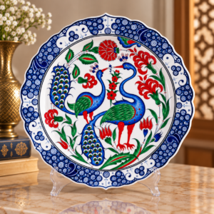 Tavus Kuşu Desenli Çini Tabağı 30