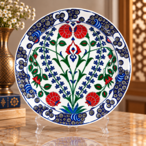 Gül ve Sümbül Desenli Çini Tabağı 30