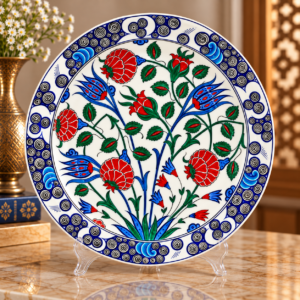 Lale ve Gül Desenli Çini Tabağı 30