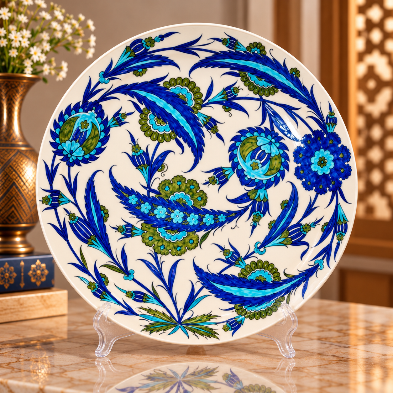 Şam İşi Desenli Çini Tabağı 30