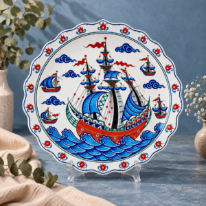 Ürün Adı: Kalyon Desenli Çini Tabağı 30 cm