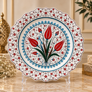 Lale Haliç Bahçesi Desenli Çini Tabağı 30 cm