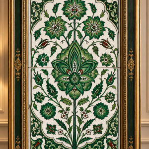 Lotus Desenli İznik Çini Pano