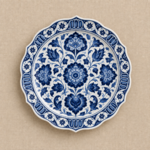 Mavi Hatai Desenli Çini Tabağı 30 cm