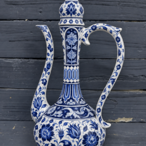 Mavi Çiçek Desenli İznik Çini İbrik 30 cm