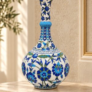 Şam İşi Desenli İznik Çini Vazo  30 cm