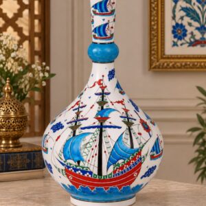Kalyon Desenli İznik Çini Vazo 30 cm